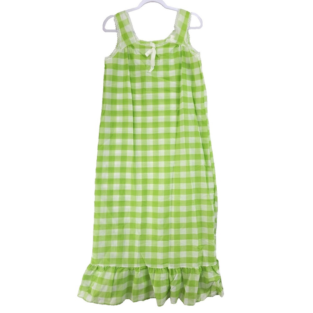 Vtg NWOT New Sears Gingham‎ Modest  Cotton Blend Nightgown Sz Small Cottagecore